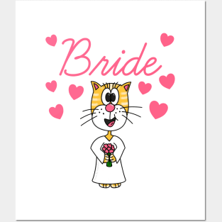 Bride Cat Bachelorette Party Engagement Wedding Posters and Art